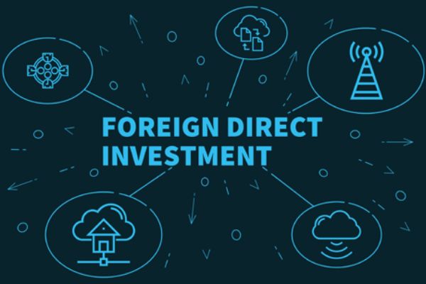 Conceptual business illustration with the words foreign direct investment