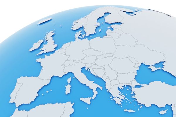 Erde Europa Länder - hellgrau blau