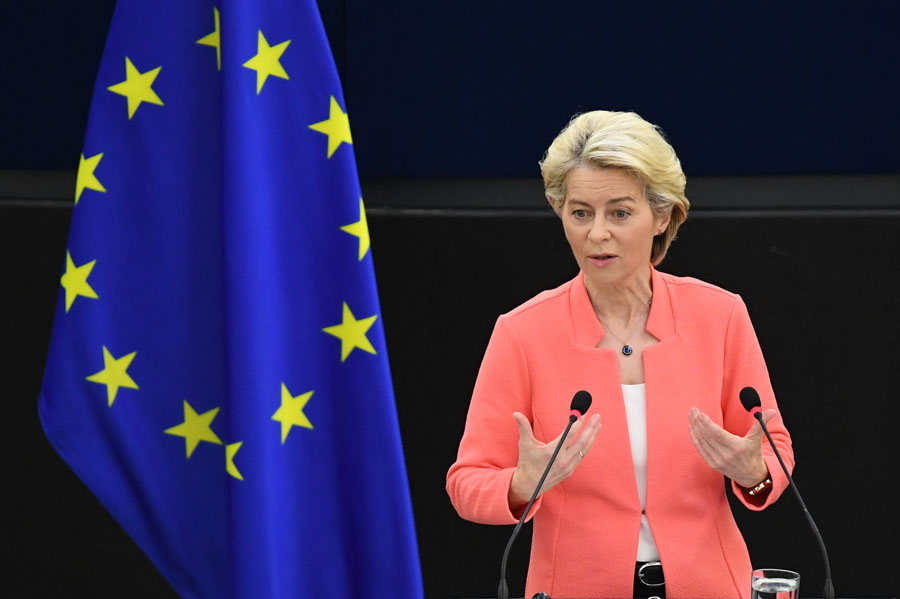 EU-Kommissionspräsidentin Ursula von der Leyen bei ihrer Rede zur Lage der Union